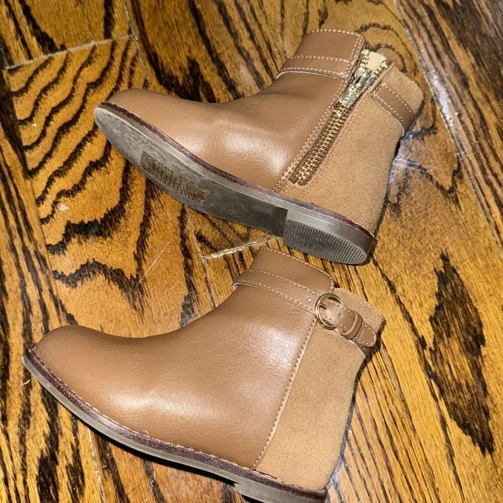 Janie and Jack Brown Leather Ankle Boots with Buckle Detail 7